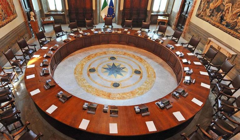 Roma, sala del Consiglio dei ministri. Foto Palazzo Chigi