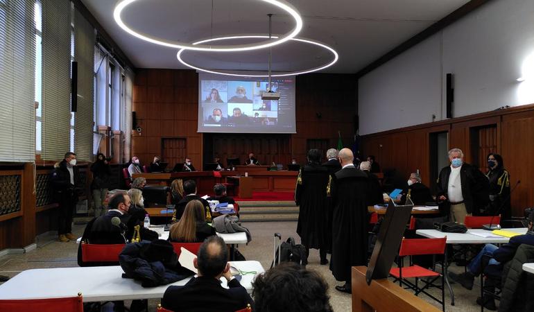 Trento, 21 gennaio 2022. La prima udienza del processo Perfido
