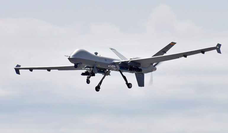 Un drone Reaper in un volo di esercitazione. Credits: Wikipedia