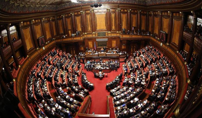 Roma, l'aula del Senato, a Palazzo Madama (Foto dall'account di Palazzo Chigi su Flickr. CC BY-NC-SA 2.0)