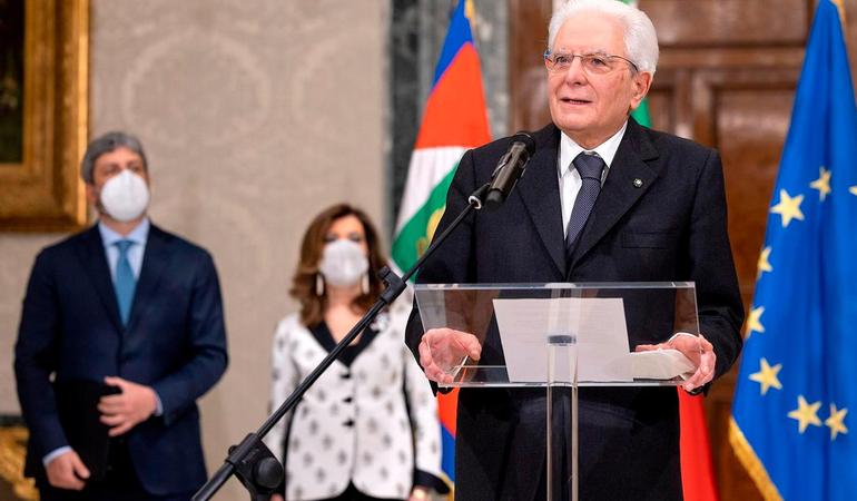 Palazzo del Quirinale, 29-01-2022. Dichiarazione del Presidente Sergio Mattarella dopo la comunicazione dell'esito della votazione per il capo dello Stato