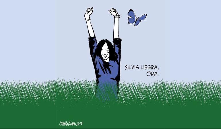 La vignetta di Mauro Biani che nel 2019 chiede la liberazione di Silvia Romano
