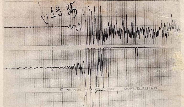 La scossa del terremoto in Irpinia del 23 novembre 1980 registrata dal sismografo (Wikipedia)