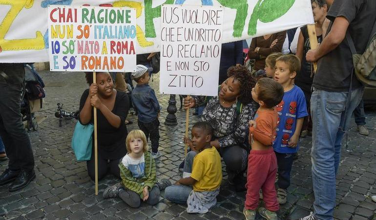 Manifestazione per lo ius soli. L. Mistrulli/Ansa