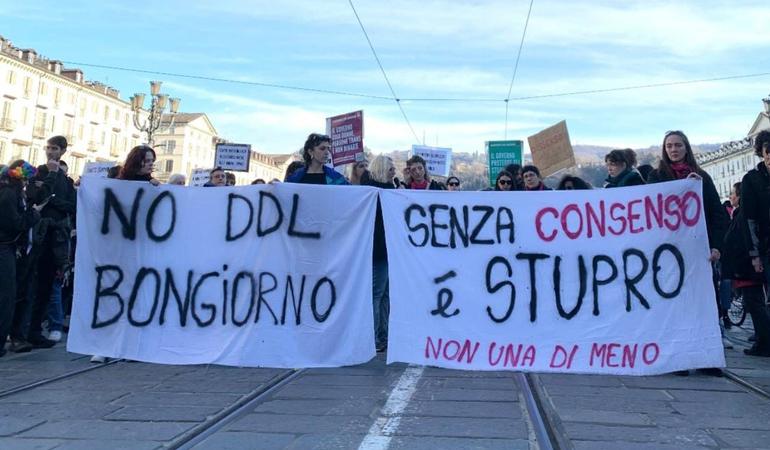 Torino, 15 febbraio 2026. Manifestazione contro Ddl Bongiorno