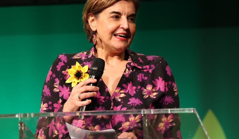 Vula Tsetsi, co-presidente del Partito verde europeo. Foto di M. L'Hermite 