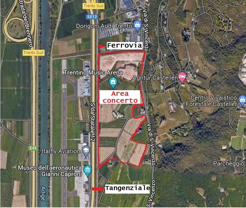 L'area in cui si terrà il concerto